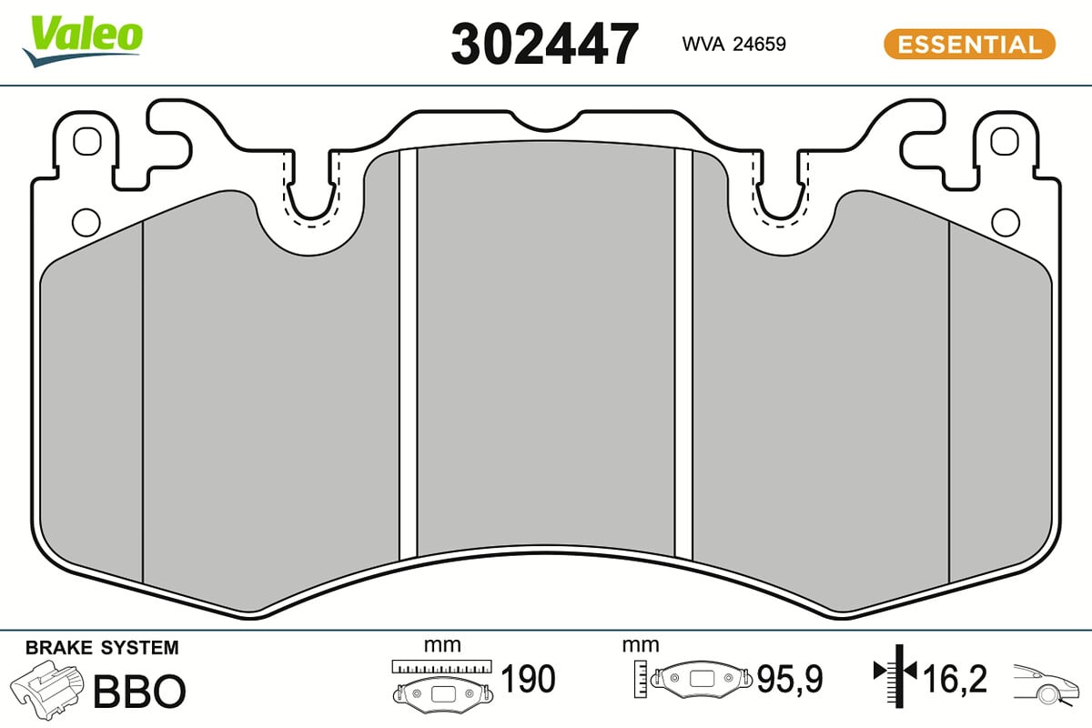 Jeu de 4 plaquettes de frein VALEO ref. 302447